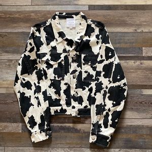 Cow Print Denim Jacket